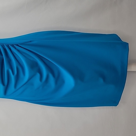 Calvin Klein Ruched Sheath Dress Turquoise Size 12 - Picture 7 of 13